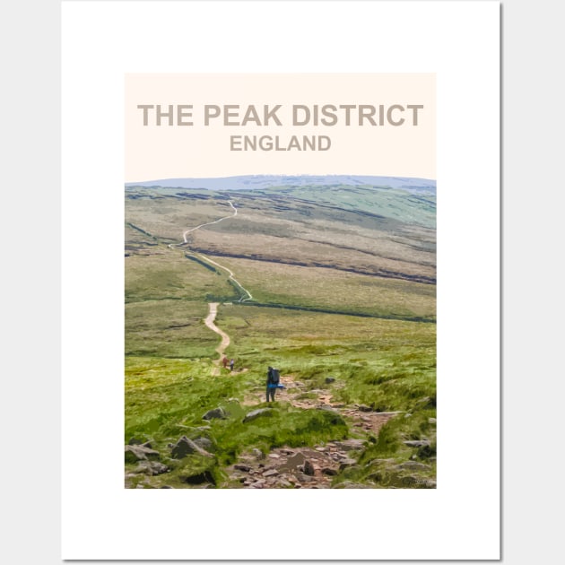 Peak District, Derbyshire. Travel poster Wall Art by BarbaraGlebska